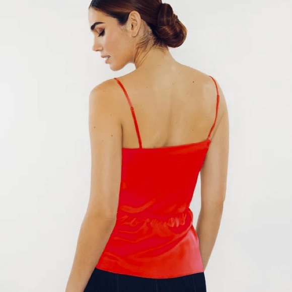 NEW CINQ A SEPT RED DRAPED SILK TOP - Picture 6 of 8